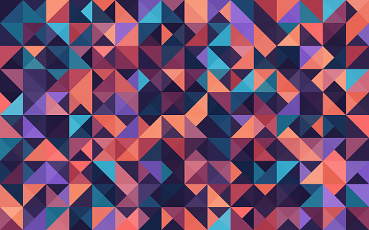 Triangle shapes abstract mosaic textured layered color background pattern.