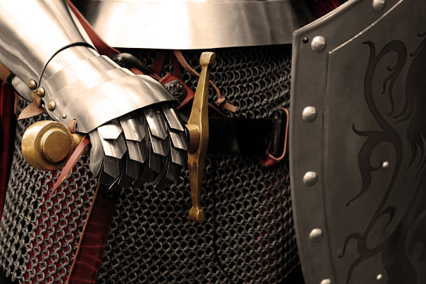 Knight in shining armor close up stock photo