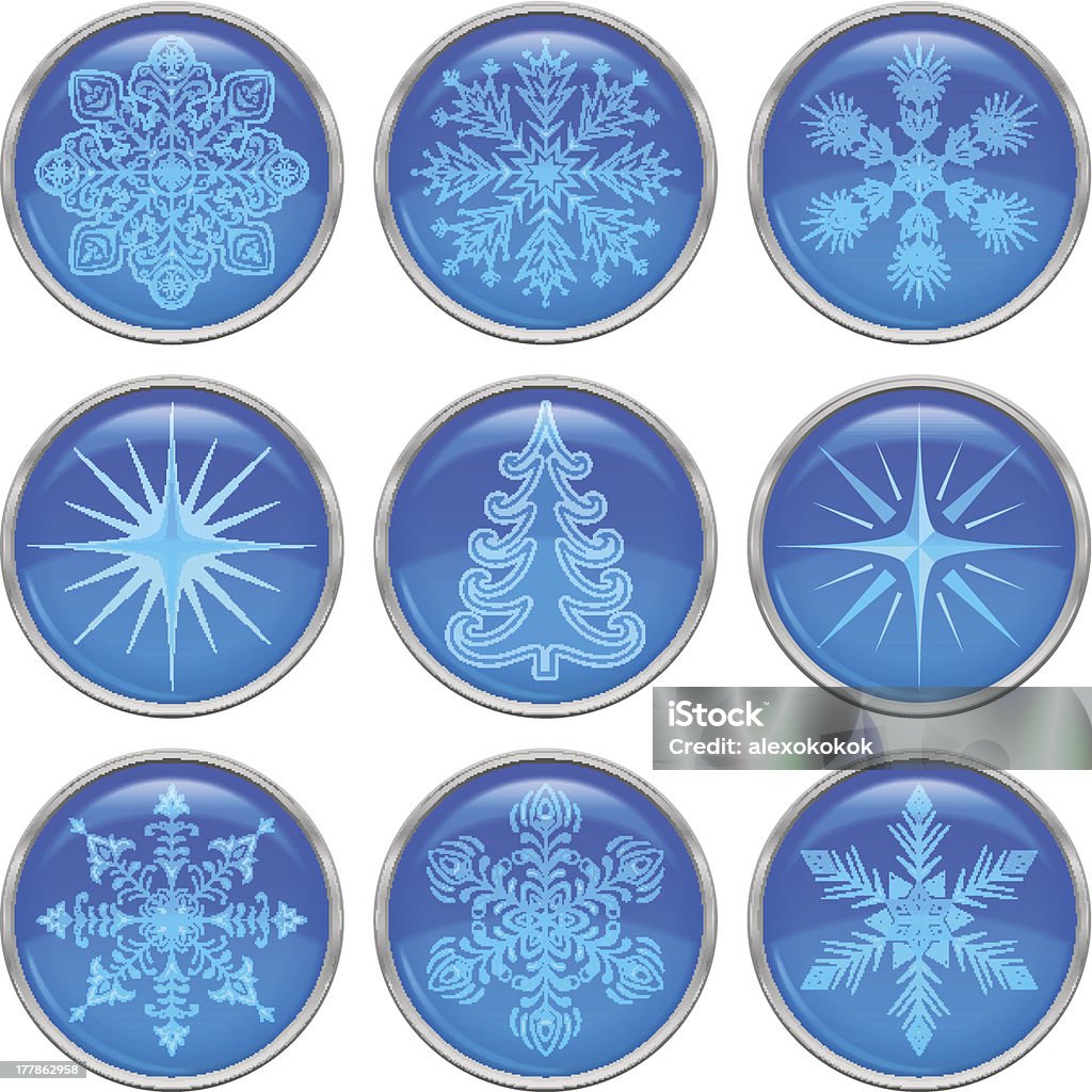 Conjunto de botões de Natal - Royalty-free Azul arte vetorial