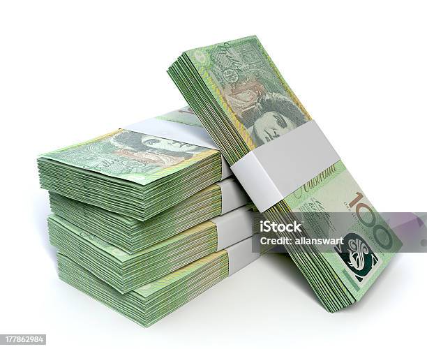 De Billetes De Cien Dólares Australianos Haces Foto de stock y más banco de imágenes de Montón - Montón, Australia, Billete de banco