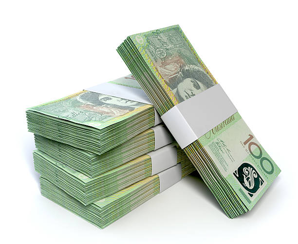 australiano conjuntos de notas de cem dólares - money roll fotos imagens e fotografias de stock