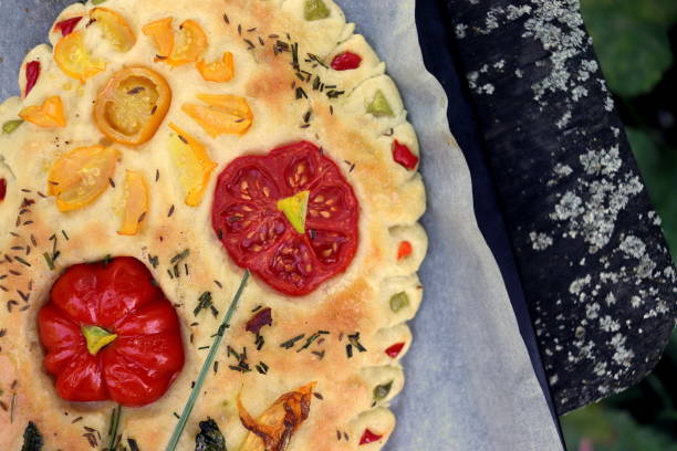 istock delicious focaccia bread decorated with vegetables 1778634533