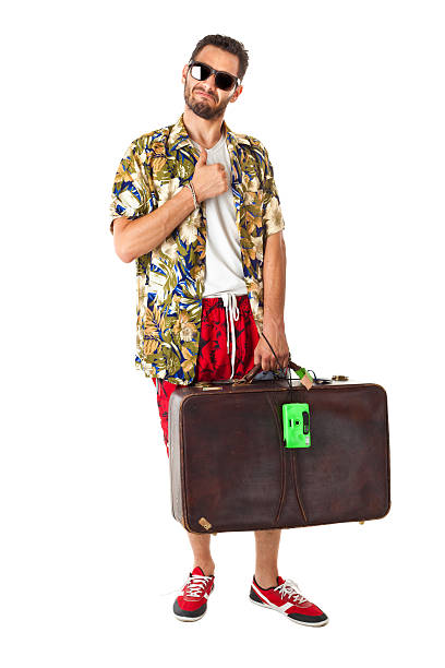 kciuk-up turysta - travel suitcase hawaiian shirt people traveling zdjęcia i obrazy z banku zdjęć