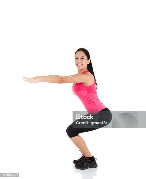 Sport E Fitness Donna - Fotografie stock e altre immagini di Esercizio fisico - Esercizio fisico, Sfondo bianco, Vista laterale