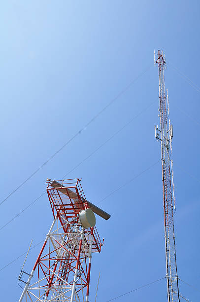 istock Transmission towers on blue sky 177867161