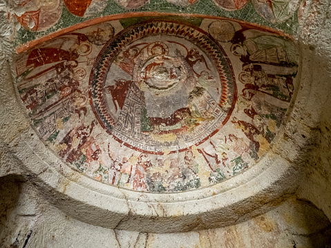Pancarlik Kilisesi is most important and interesting, a monastic church housed inside a group of rocks.
The ceiling of the church is still completely covered with frescoes.