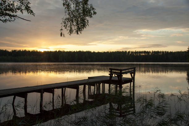 istock Baltis Lake With Wooden Pier During The Sunset 1778681056
