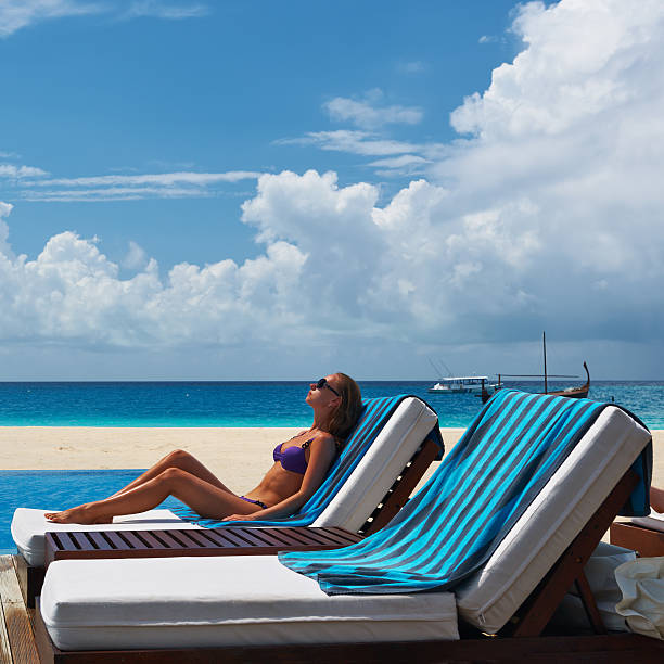 istock Woman relaxing at the poolside 177868244