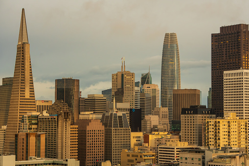 Aerial View Of Market Street downtown San Francisco , California