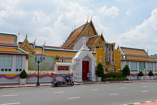 Bangkok, Thailand: 14 October 2022: Wat Phra Kaew, commonly known in English as the Temple of the Emerald Buddha, is regarded as the most sacred Buddhist temple (wat) in Thailand.