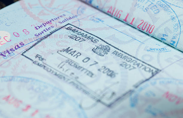 istock Visa stamps in US passport 177869942