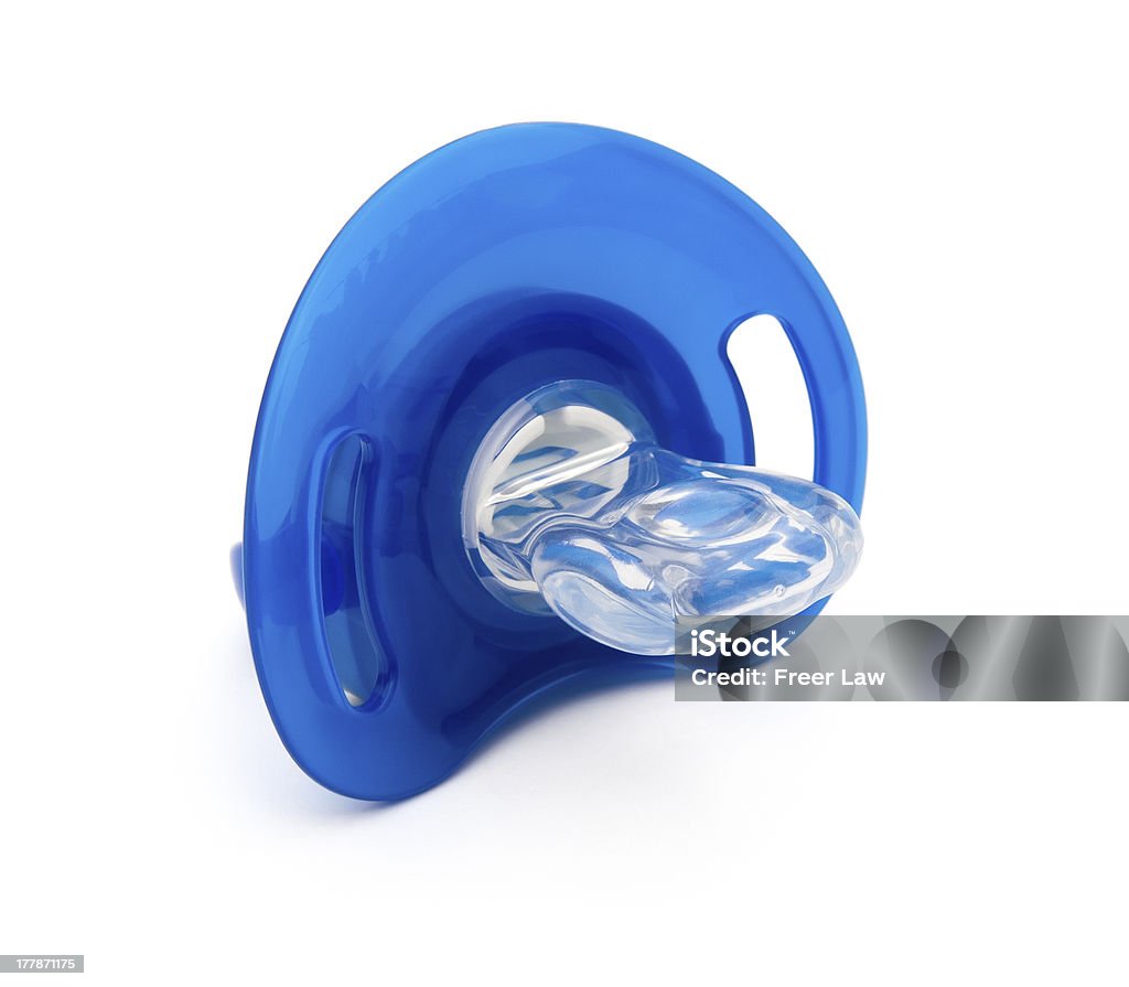 blue pacifiers isolated on white with clipping path Blue Stock Photo