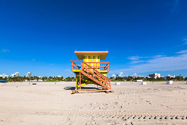 istock Lifeguard cabin on empty beach, Miami, Florida 177872048