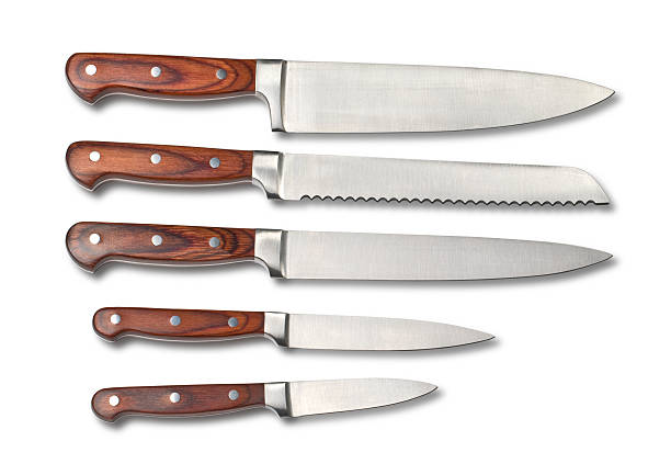 istock Set of steel kitchen knives 177873113