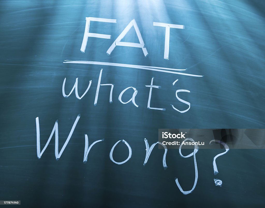 Fat, what is wrong? Fat, what is wrong? conceptual words on blackboard Anger Stock Photo