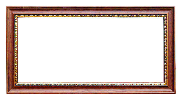 istock Gold and wood frame on white background 177874733