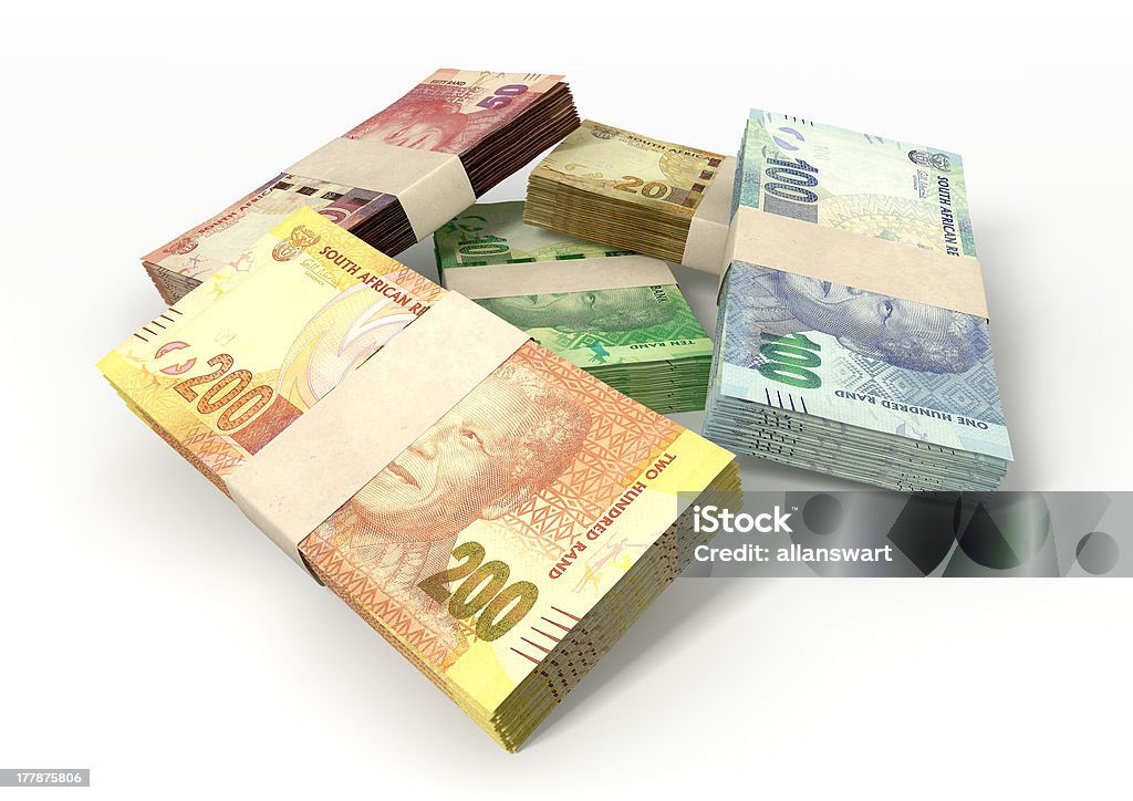 Rand Sul-africano pilha de pacotes de notas - Royalty-free Nota Foto de stock