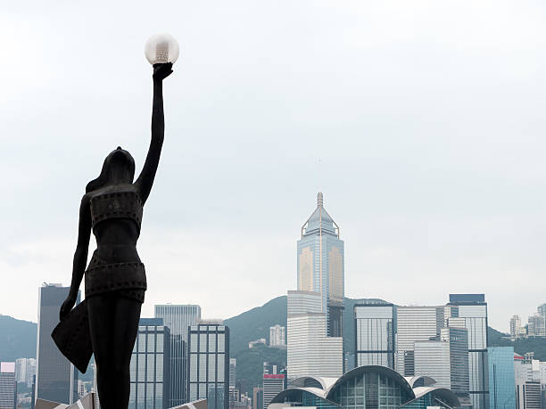 Female statue by Victoria Harbour  in Hong Kong