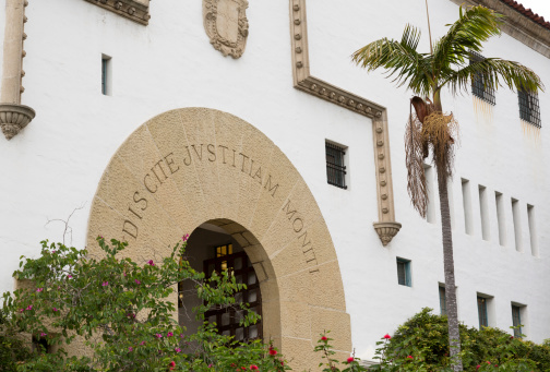 Exterior of famous Santa Barbara court house in California