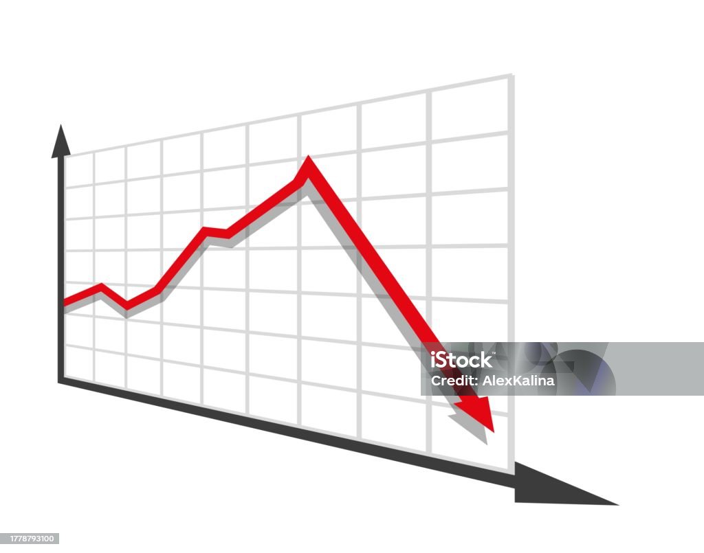 Graph With Decrease Report Diagram With Recession And Bankruptcy ...