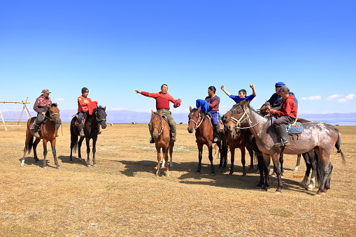 August 24 2023 - Song kol Lake in Kyrgyzstan: people come together to play some nomad games
