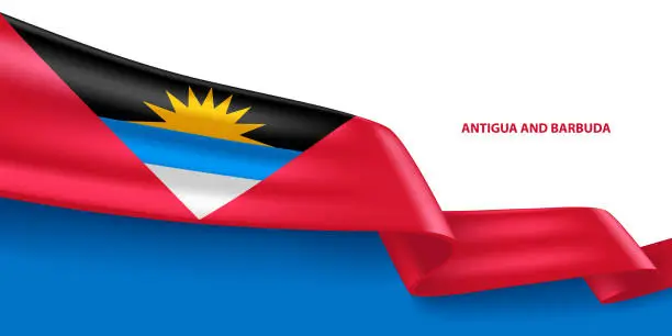 Vector illustration of Antigua and Barbuda 3D Ribbon Flag