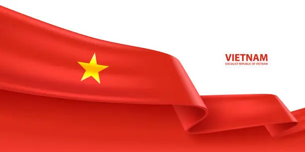 Vector illustration of Vietnam 3D Ribbon Flag