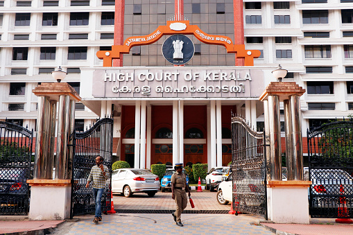 Kerala, India - March 16, 2023  kerala high court front view in close up, ernakulam kochi