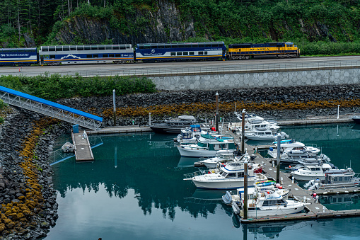 Alaska, USA - July 31, 2023: Port of Whittier at dawn, Whittier, Alaska