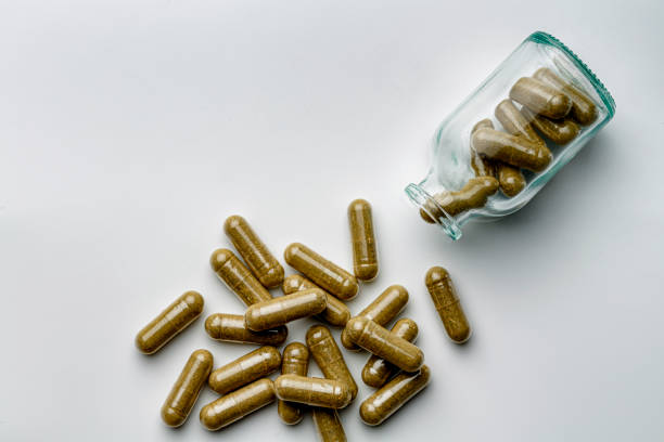 istock Close up of bottle with nutritional supplements on white background 1778922334