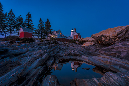 Maine's Pemaquid Lighthouse at twilight