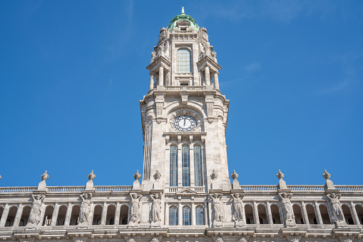 Clock tower of Porto City Hall (Pacos do Concelho), Porto, Portugal