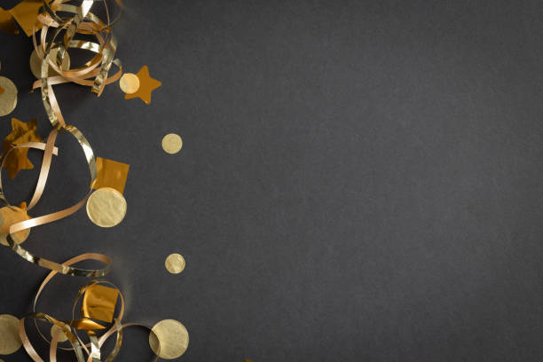istock Border of gold confetti and streamers 1778930948