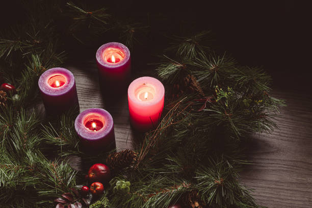 istock Rustic advent wreath with all four candles lit 1778932099