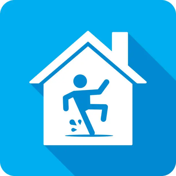 Vector illustration of House Danger Slippery Icon Silhouette