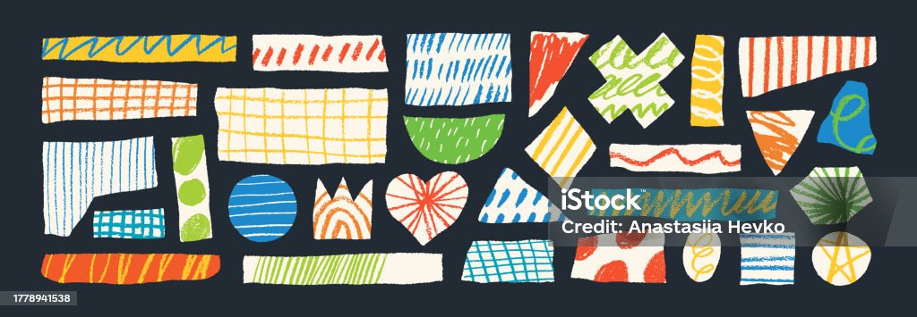 Paper Strip Shape Paper Tape Strips And Shapes Set With Doodle Patterns Stock ...