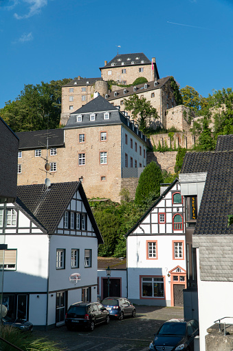 Blankenheim, Germany, September 9, 2023: Blankenheim is a municipality in the state of North Rhine-Westphalia, Germany. View of architecture of the old town center and Blankenheim Castle