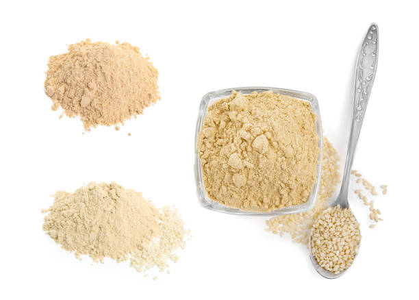 istock Collage with sesame flour and seeds on white background 1779036066
