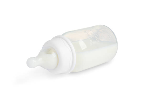 Baby bottle, empty isolated on white background. Studio shot.