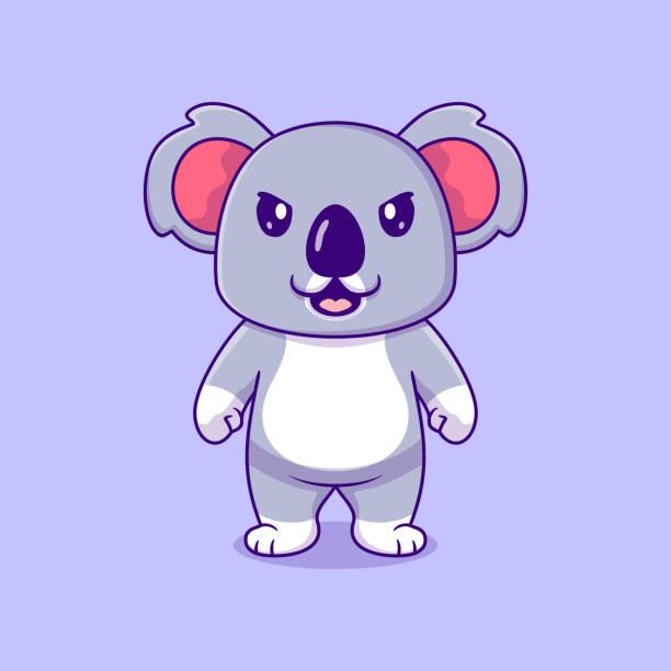ilustraciones, imágenes clip art, dibujos animados e iconos de stock de vector lindo koala enojado ilustración de icono vectorial de dibujos animados concepto de icono de naturaleza animal aislado premium - stuffed animal toy koala australia