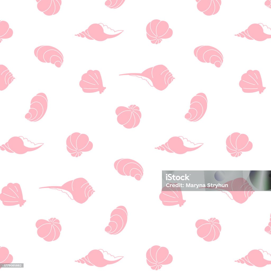 Sea Shell Pink Vector Pink Seashells On A Transparent Background Seamless Vector Design Flat ...