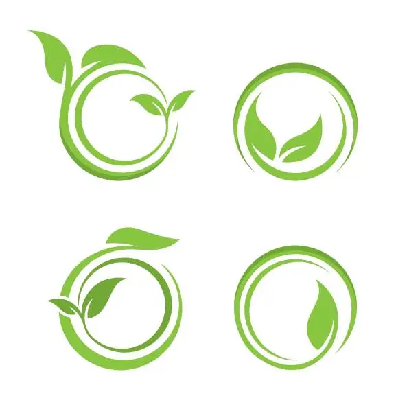 Vector illustration of eco green leaf logo vector icon illustration