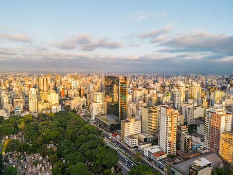 Building layout at sunset in São Paulo