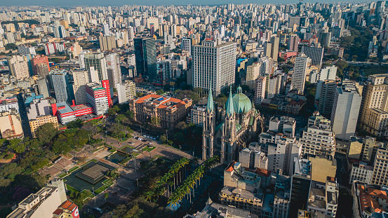 Urban landscape of Praça da Sé in São Paulo
