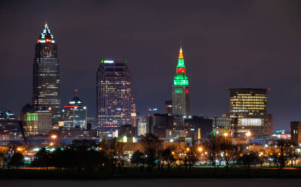 istock Long Exposure of Skyscrapers in Cleveland on Cloudy Night 1779124792