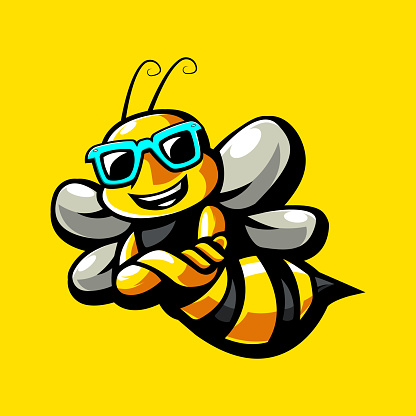 Cool Bee Mascot Design Vector