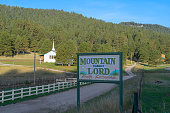 mountain of the lord church and sign editorial use only