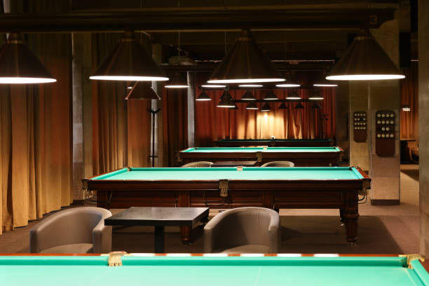 istock Empty green billiard tables in club. Pool Game 1779191922