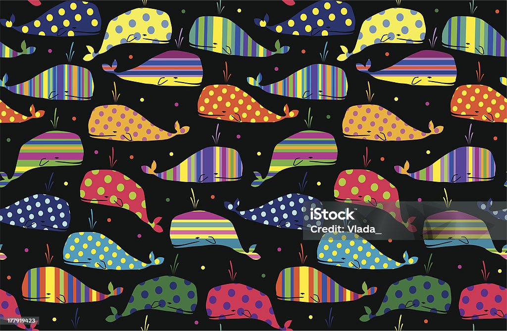 Fond sans couture de baleines - clipart vectoriel de Baleine libre de droits