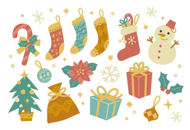 Vector illustration of Christmas illustration set